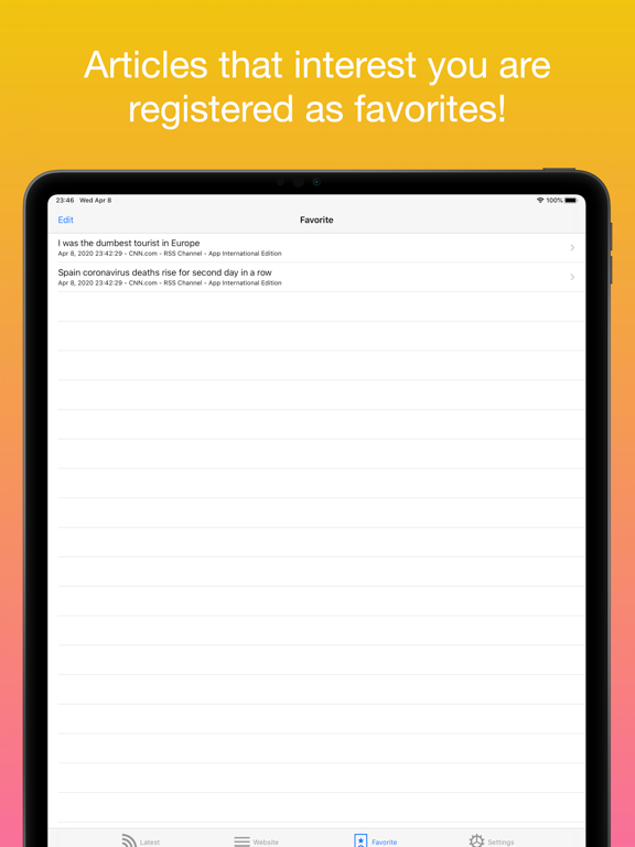 FLAT RSS Reader iPad screenshot 4 - News app