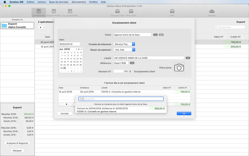 Capture d'écran de Gestion Micro-Entrepreneur sur iPhone 4