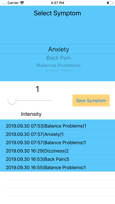 Screenshot #1 pour Chiari Symptom Tracker