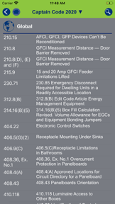 Captain Code NEC Code Changes screenshot