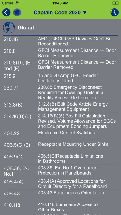 Captain Code NEC Code Changes Screenshot