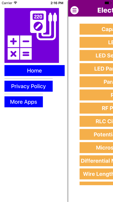 Electronics Engineering Calc Screenshot