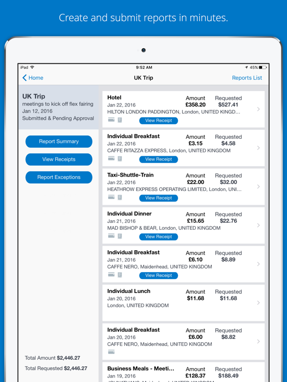 Concur - Travel, Receipts, Expense Reports screenshot