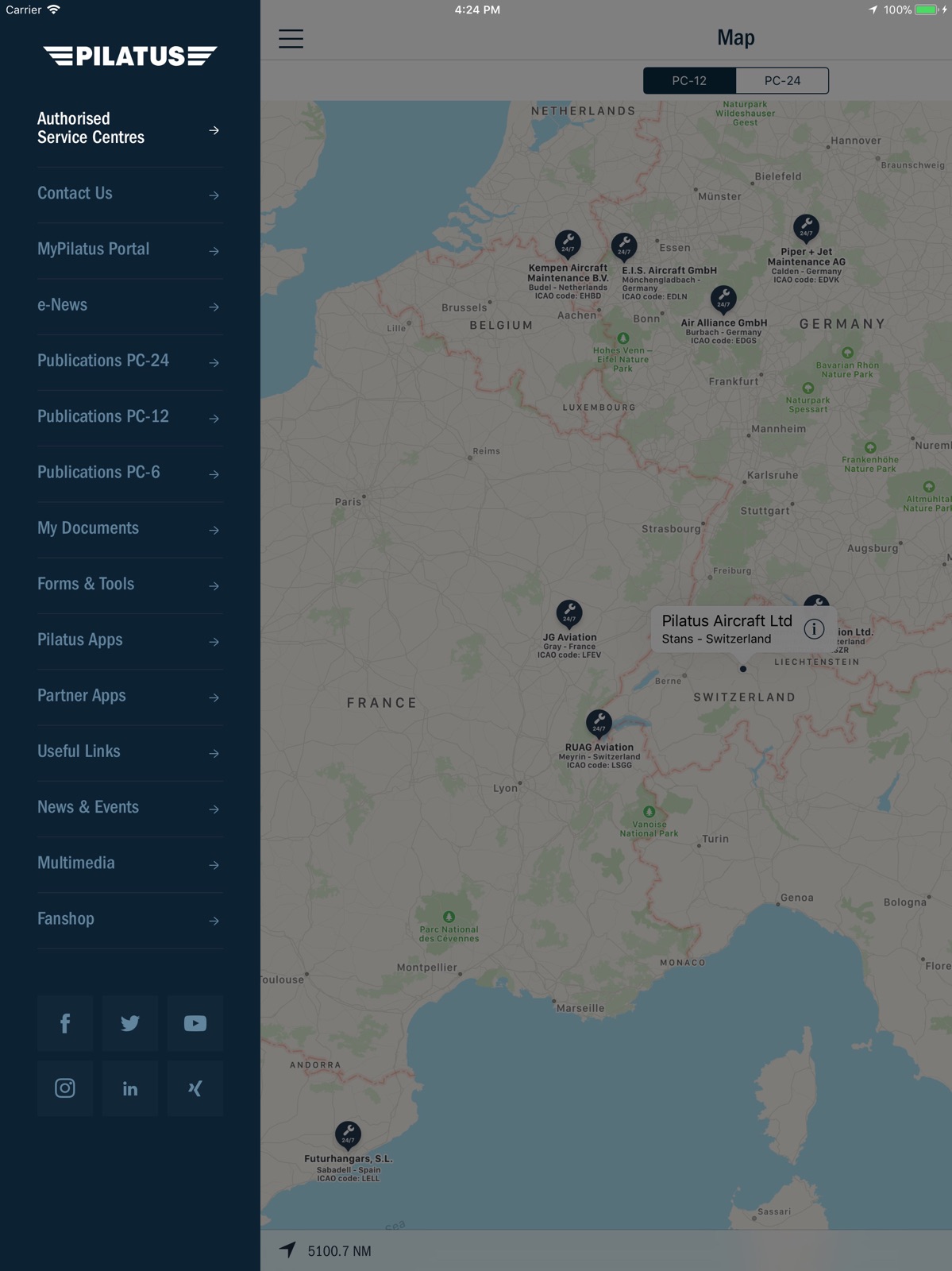 Pilatus Customer Service ipad screenshot 1