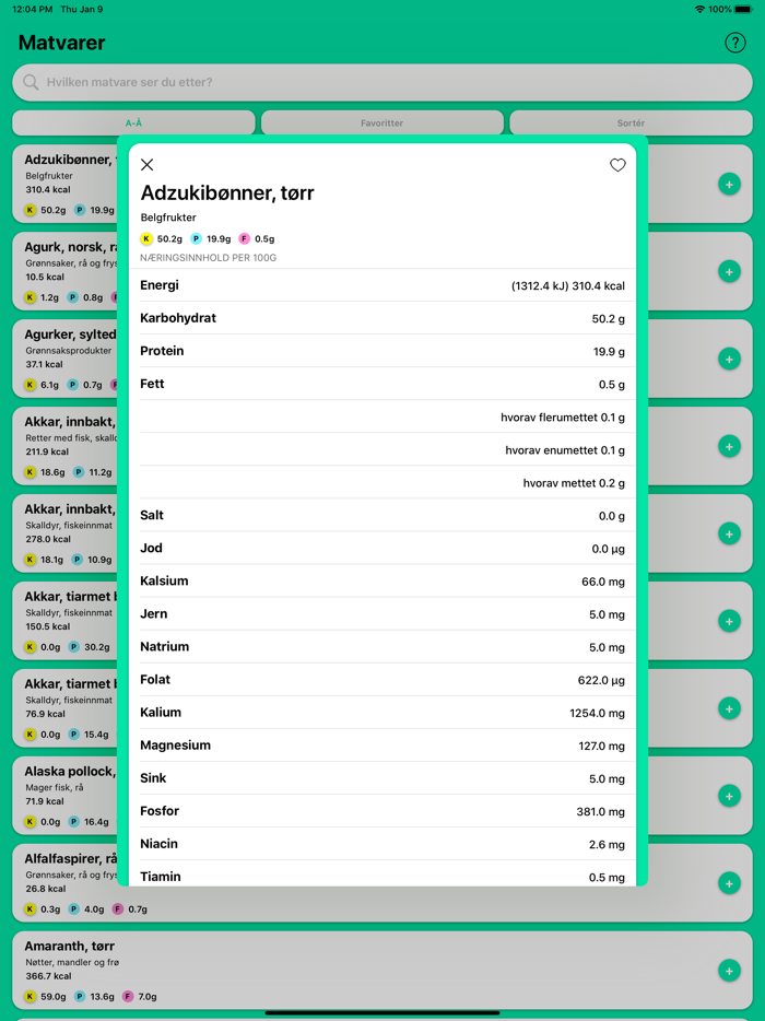 Nutrimo - Næringsinnhold