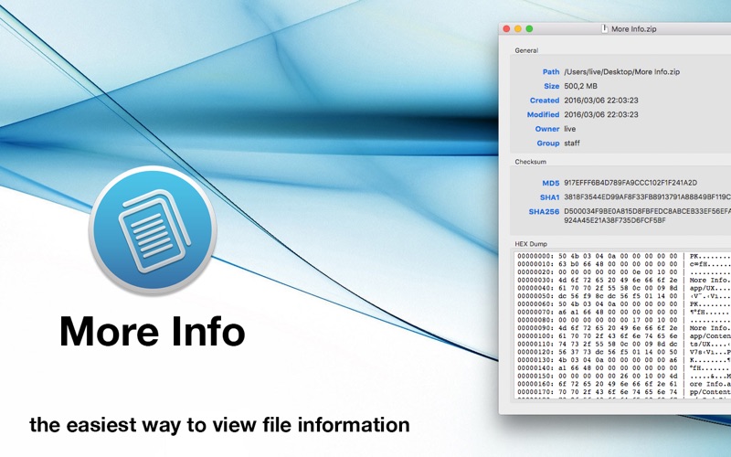 Screenshot #1 pour More Info - File Checksums