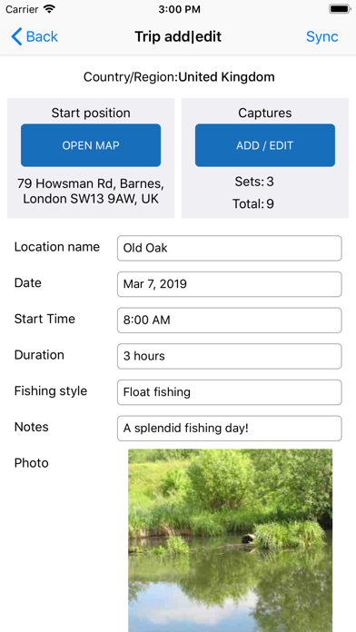 Fishing Organiser Screenshot