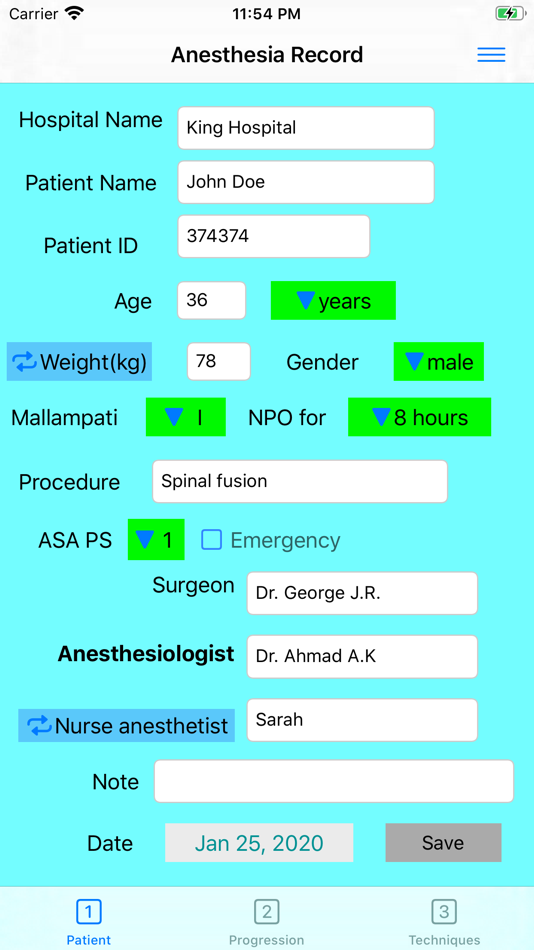 #1. Anesthesia Record (iOS) Podle: Ahmad Khousa