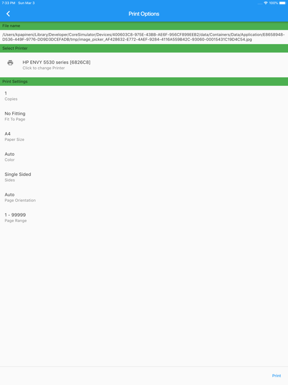 Cloud Ready printer iPad screenshot