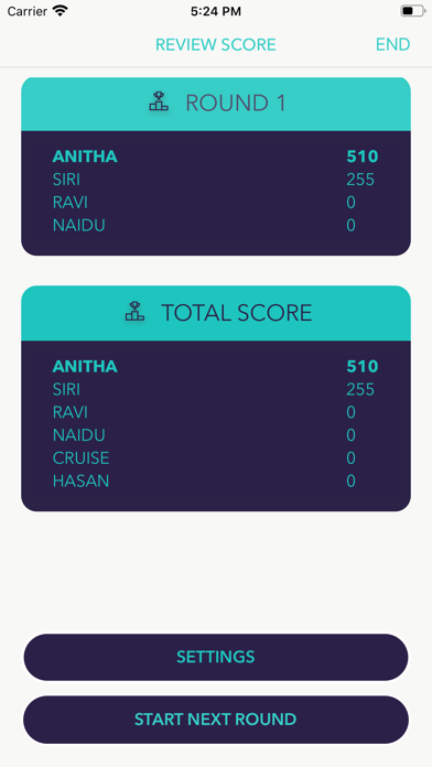 3 Spade Score Card screenshot