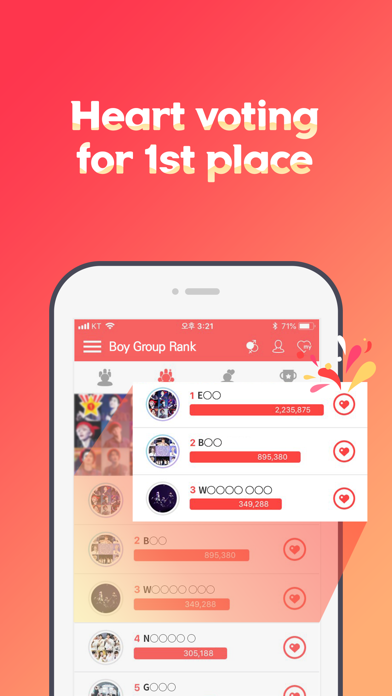 Kpop idol rankings by Exodus Corp. (iOS 