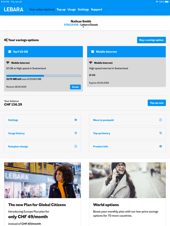 Lebara Switzerland iPad screenshot 1 - Utilities app