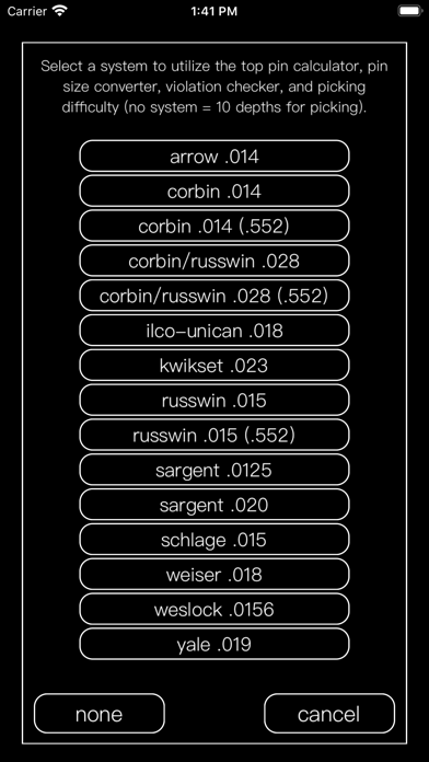 Pin Head - Lock Cylinder Calc Screenshot