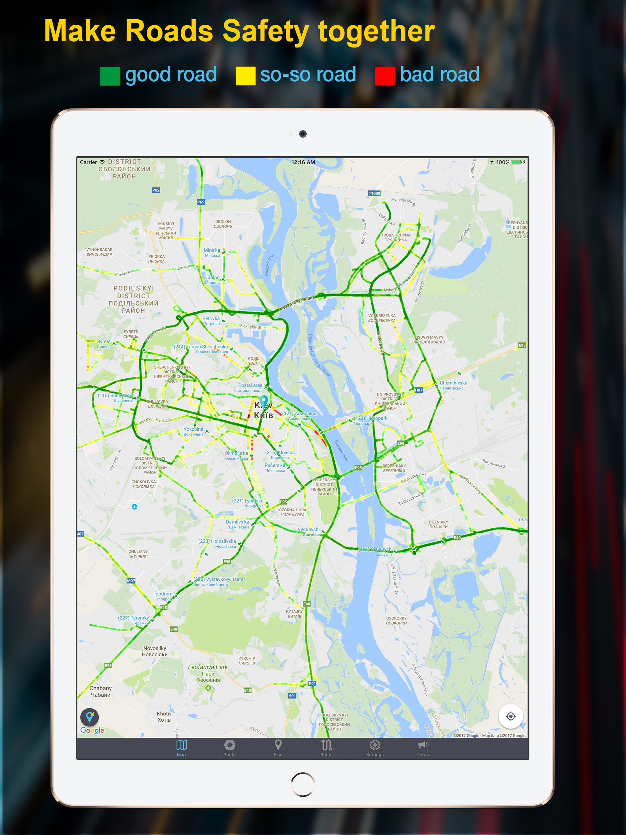 BadRoads -map of roads quality