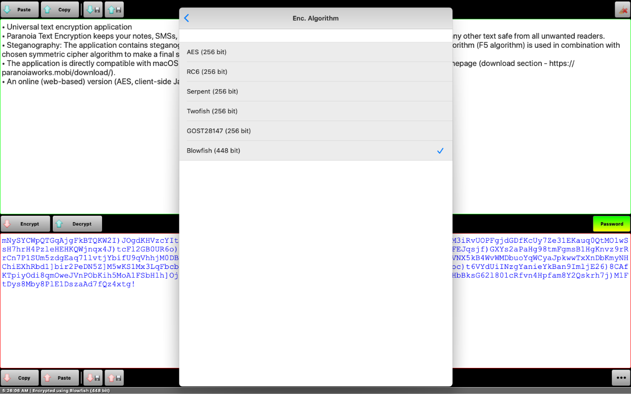 Paranoia Text Encryption Lite