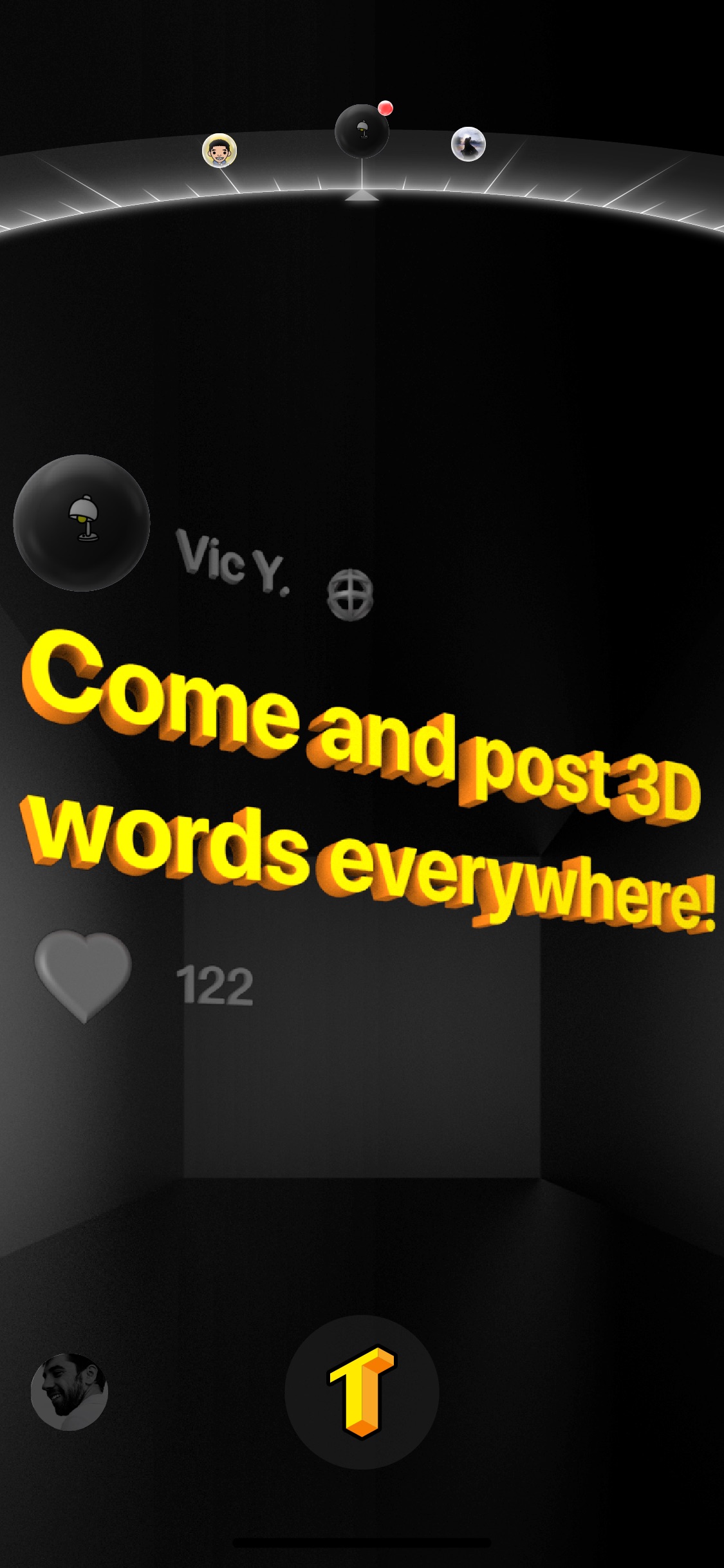 Screenshot do app TextHere – AR posts everywhere