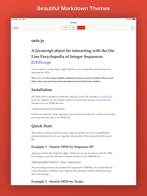Blockquote Markdown Editor iPad screenshot 10 - Productivity app
