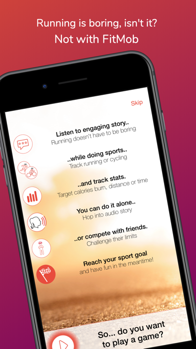 Screenshot #1 pour FitMob fitness audio mob game