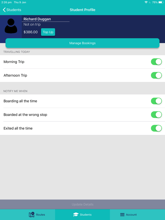 BusMinder Parent iPad screenshot 4 - Travel app