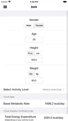 Game screenshot BMI - BMR Calculator hack