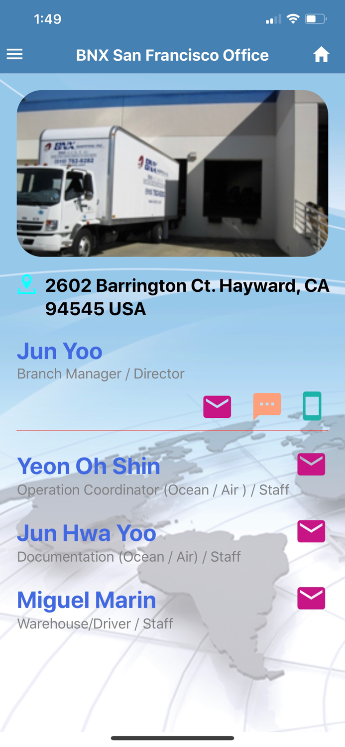 BNX SHIPPING CONTACT