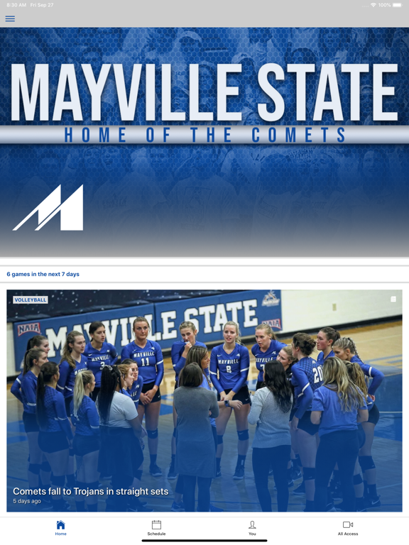 Comet Athletics iPad screenshot 1 - Sports app
