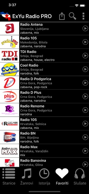 ExYu Radio stanice uzivo im App Store
