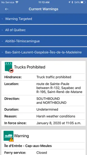 Québec 511 screenshot 3