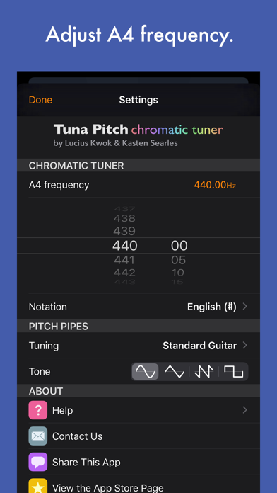 Tuna Pitch - tune guitar, bass, banjo, cello, or other musical instrument Screenshot 5