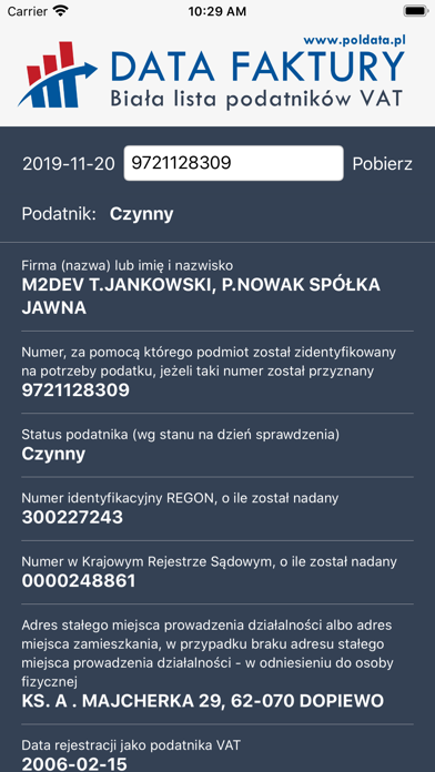 Biała lista podatników VAT screenshot 2