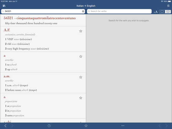 Ultralingua Italian-English iPad app afbeelding 3