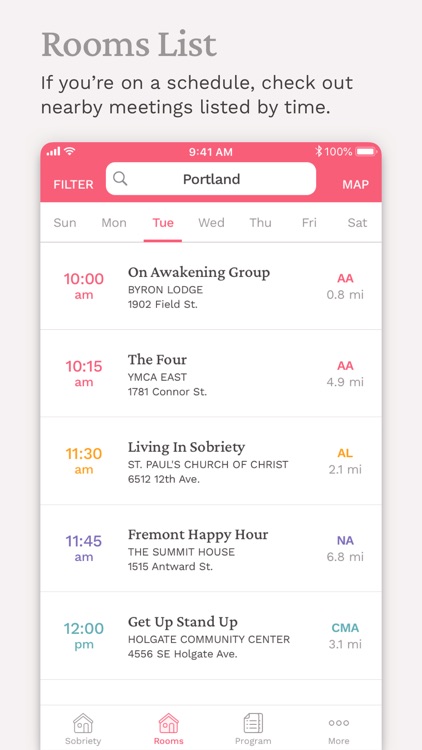 Pink Cloud:  AA Meeting Finder