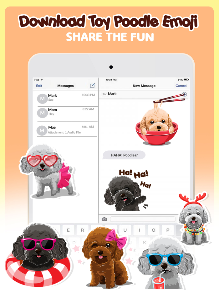 Toy Poodle Dog Emojis Stickers