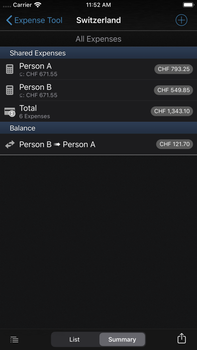 Expense Tool Screenshot