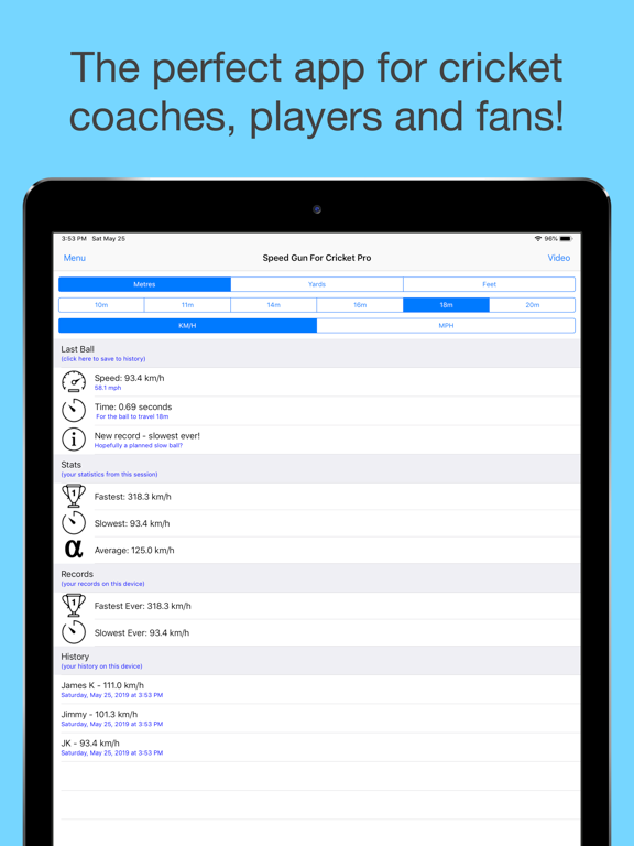 Speed Gun for Cricket Pro iPad screenshot 4 - Sports app