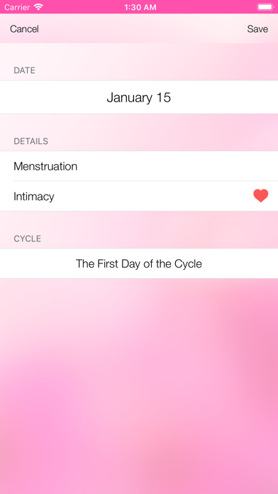 Menstrual Cycle Tracker Screenshot