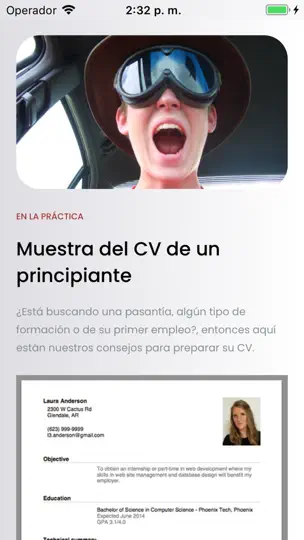 Captura de pantalla de Consejos Para Un CV Exitoso en iPhone 2
