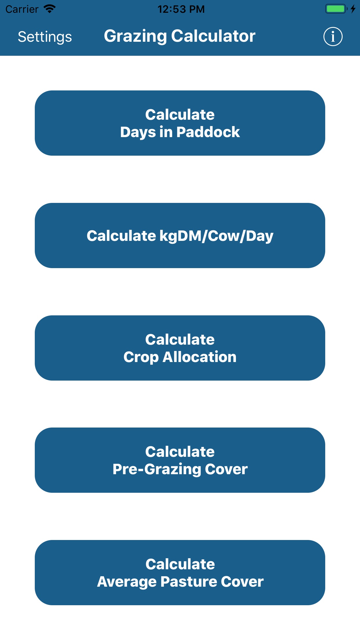 Screenshot 1 of Grazing Calculator