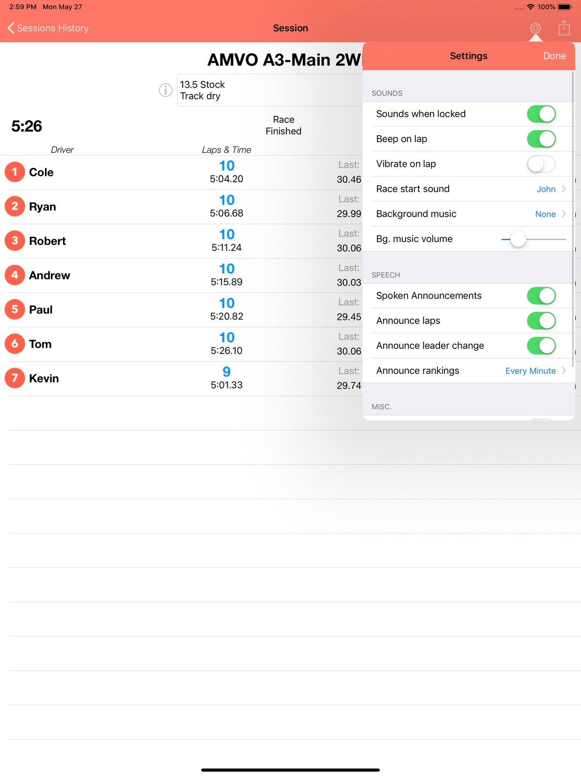 LapMonitor ipad screenshot 4