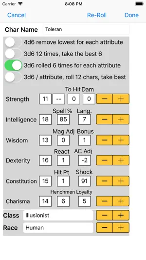 Character Gen for 1st Ed DnD screenshot 2