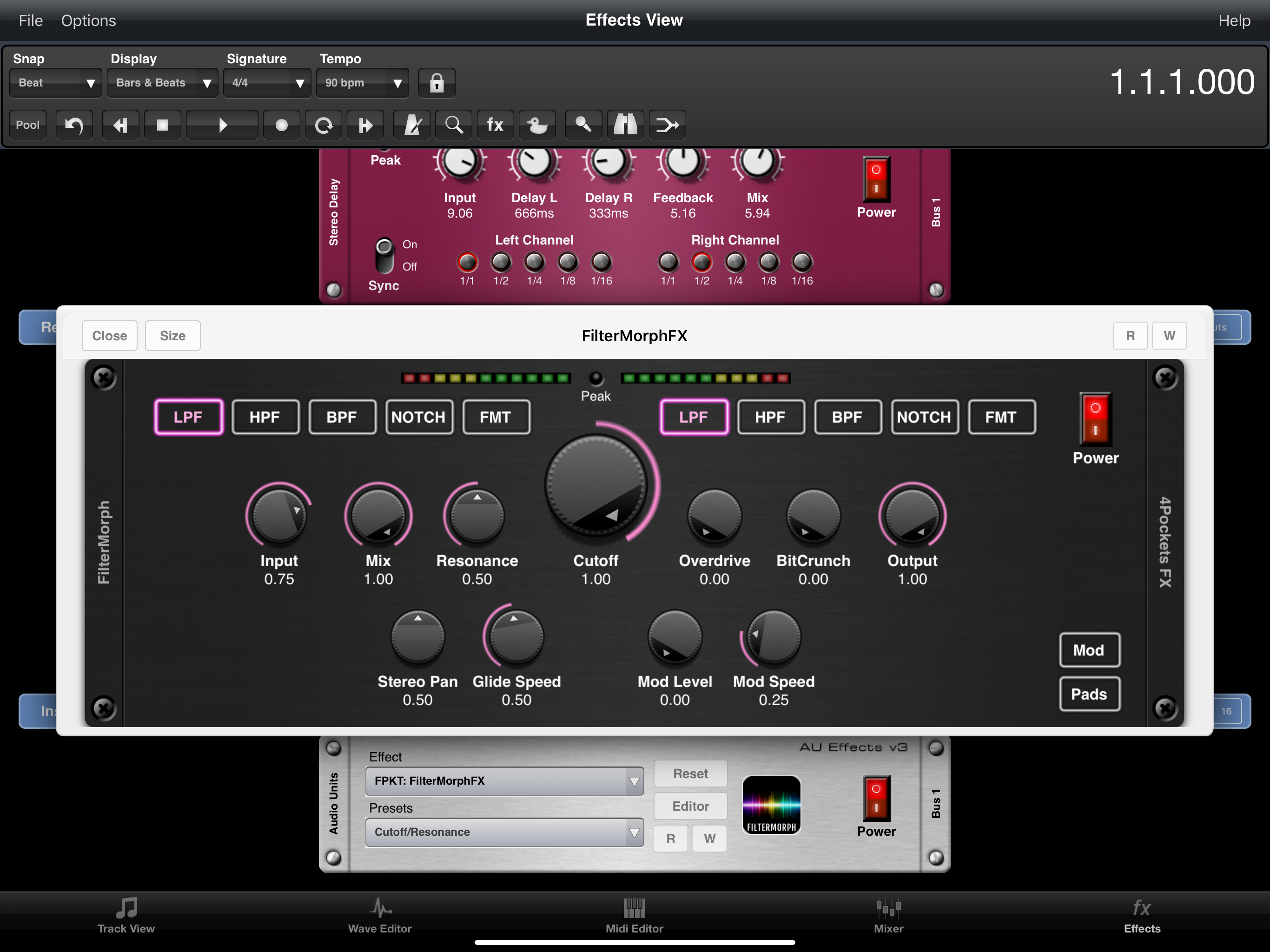 FilterMorph AUv3 Audio Plugin