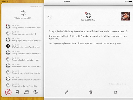 My Wonderful Days Journal iPad app afbeelding 2