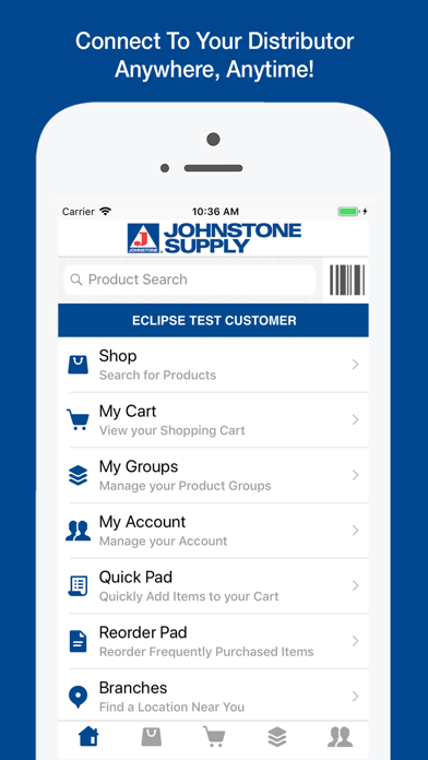 Johnstone Supply OE Touch Screenshot