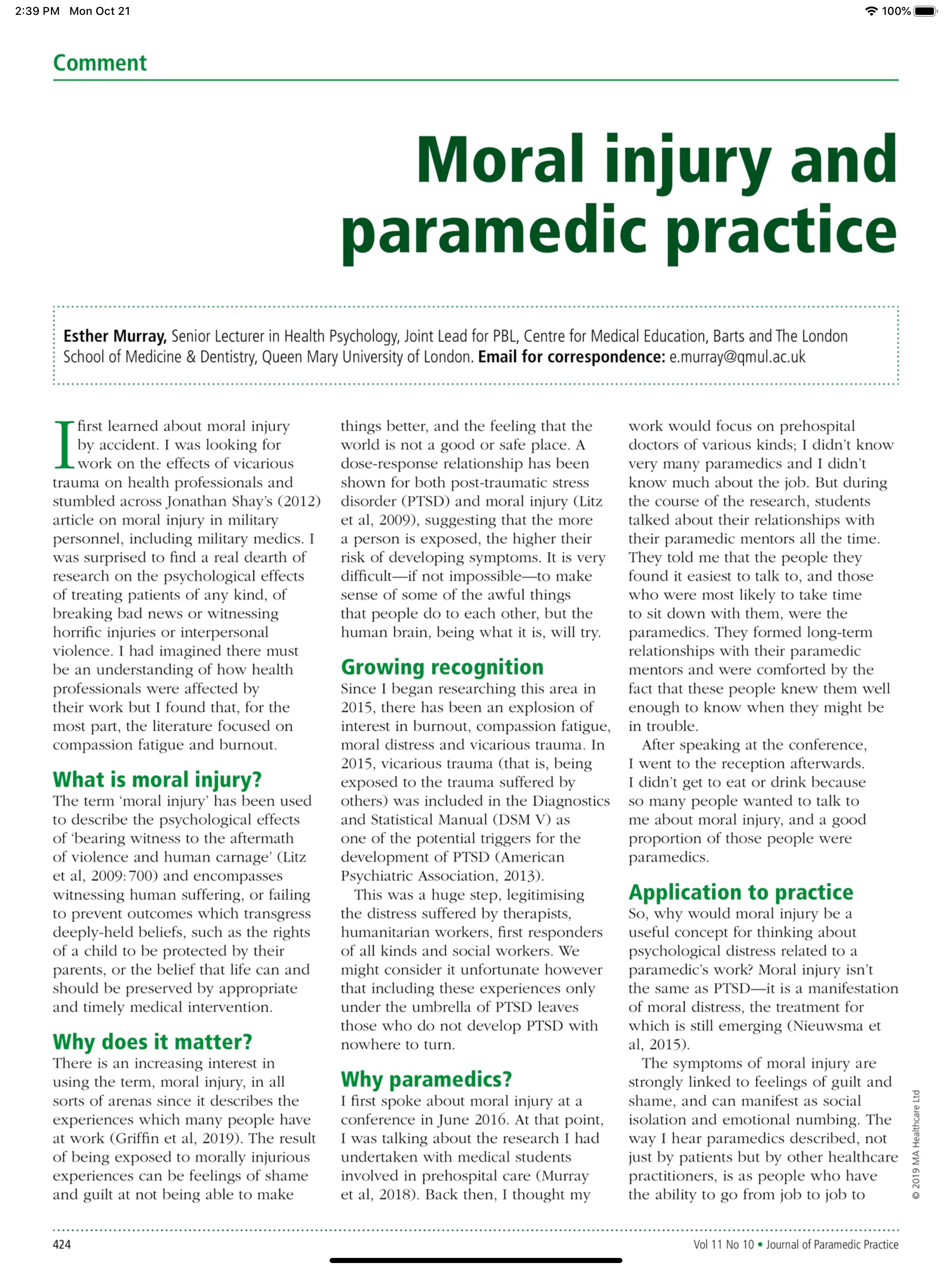 Journal of Paramedic Practice