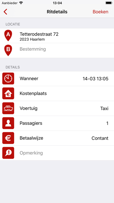 Taxi Adriaan Reserverings App Screenshot