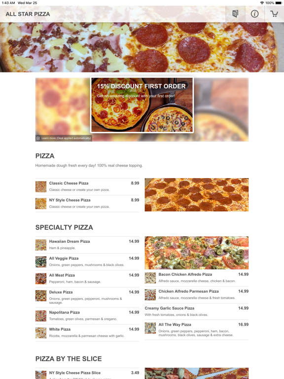 All Star Pizza Miami iPad screenshot 3 - Food & Drink app