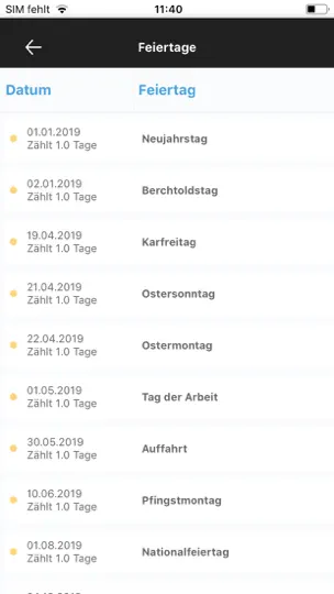 Screenshot von Staff Times - My Time auf dem iPhone 7