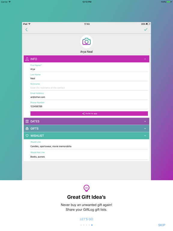 GiftLog - Gift List Manager iPad screenshot 4 - Lifestyle app