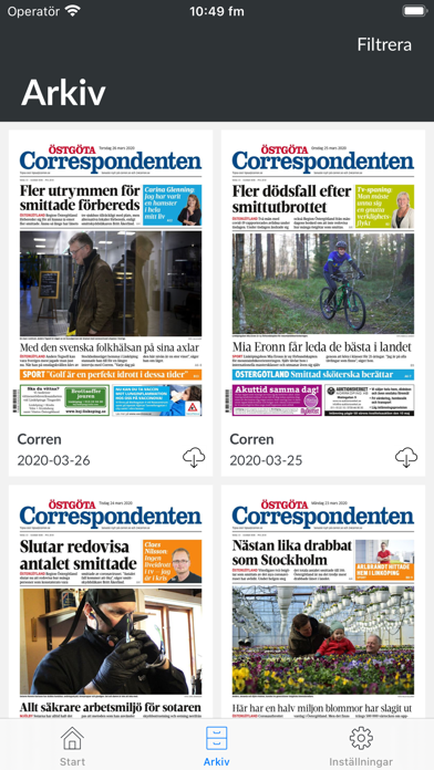 E-tidning Corren Screenshot