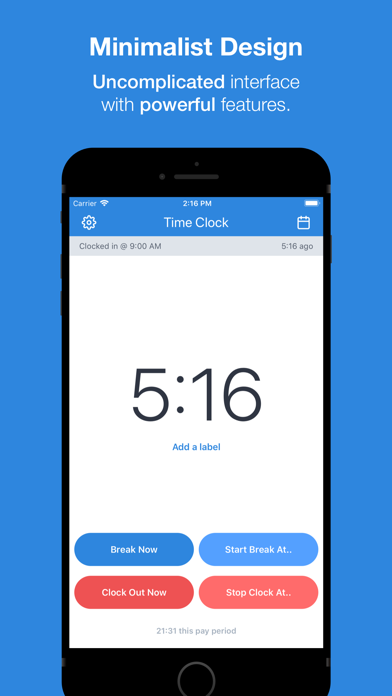 Screenshot #1 pour Punch Time Clock Hours Tracker